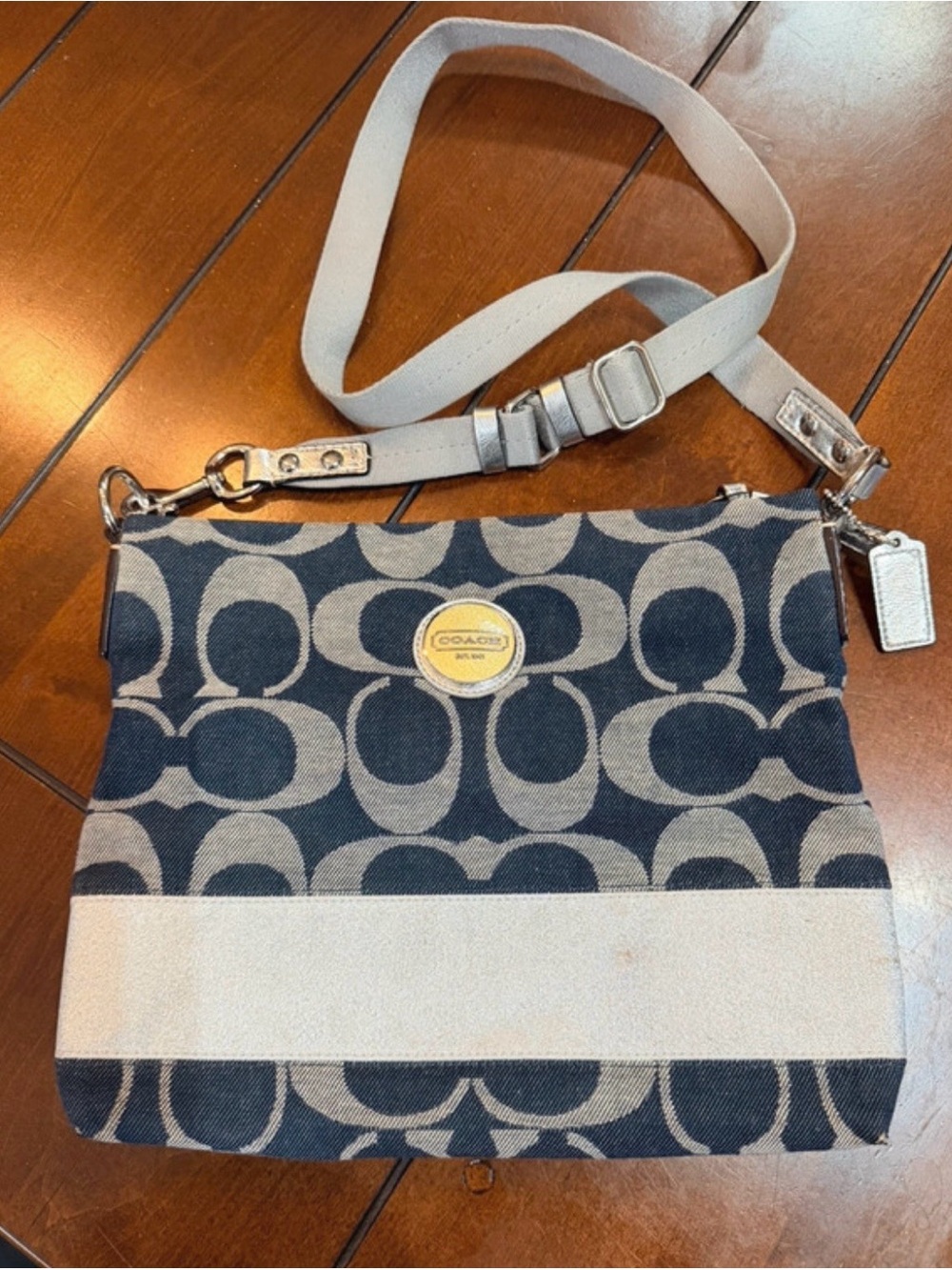 Coach Navy and Cream Signature Canvas Crossbody